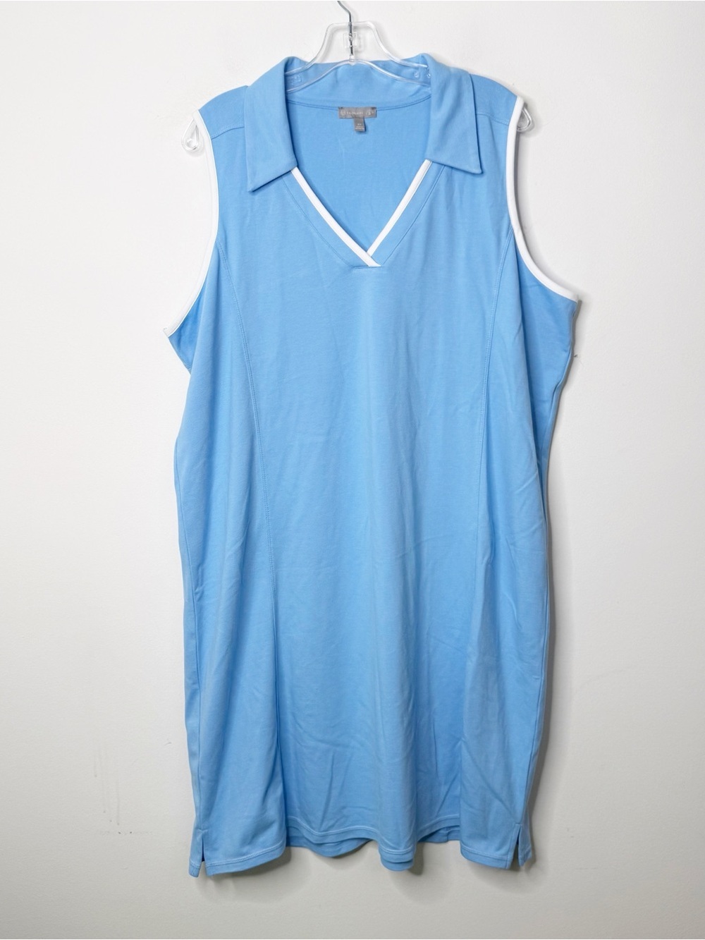 Talbots | Light Blue and White Trim Polo Collar Sleeveless Dress Sz. 2X - Picture 2 of 4